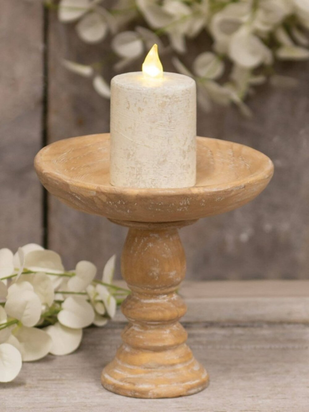 2 New Rustic White Pillar Candles, 2.5" X 4"